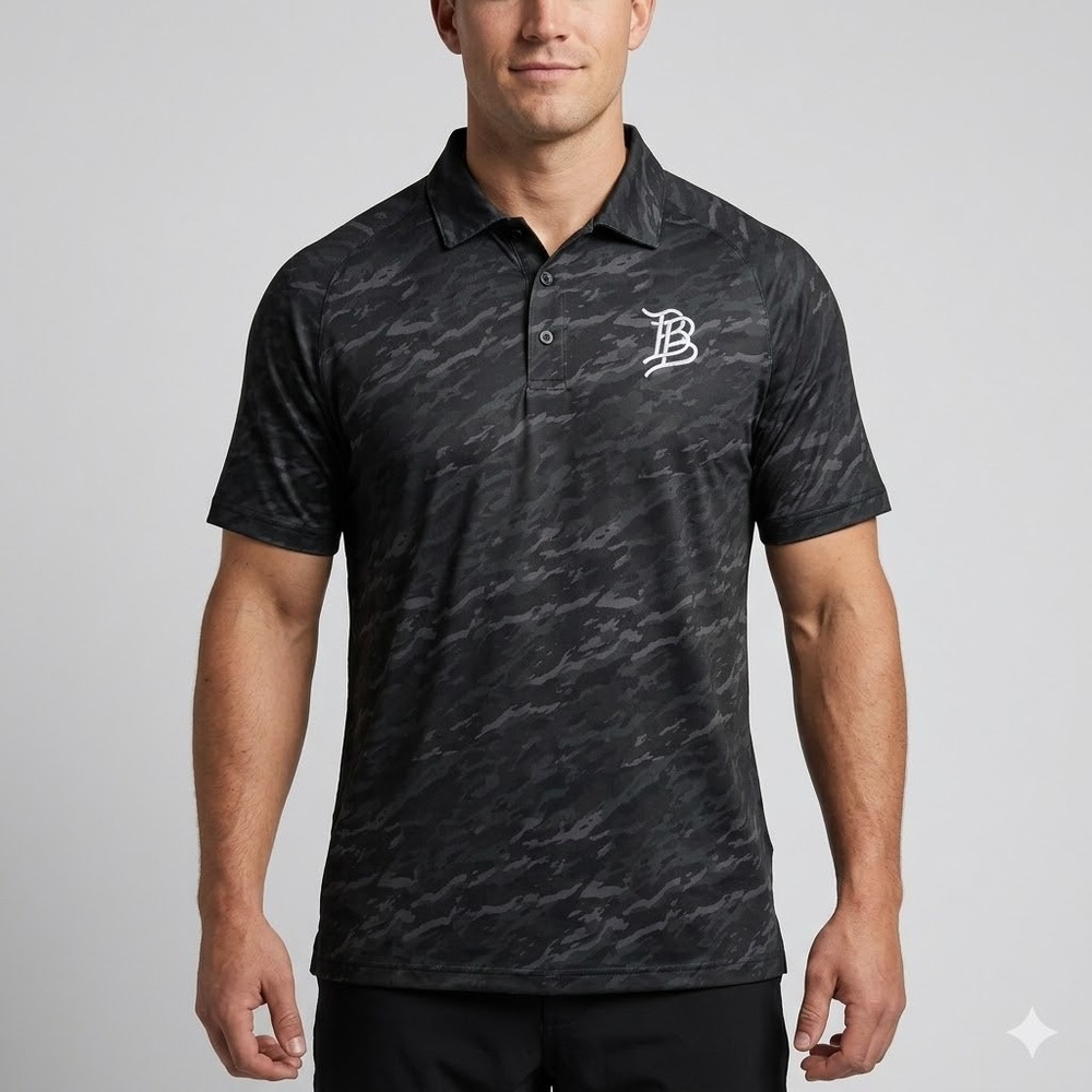 Branded Bills Mens Camo‎ Performance Golf Polo Shirt Size L EUC
